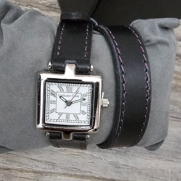 Coldwater Creek Accessories - Coldwater Creek Leather Black And Purple Wrap Watch